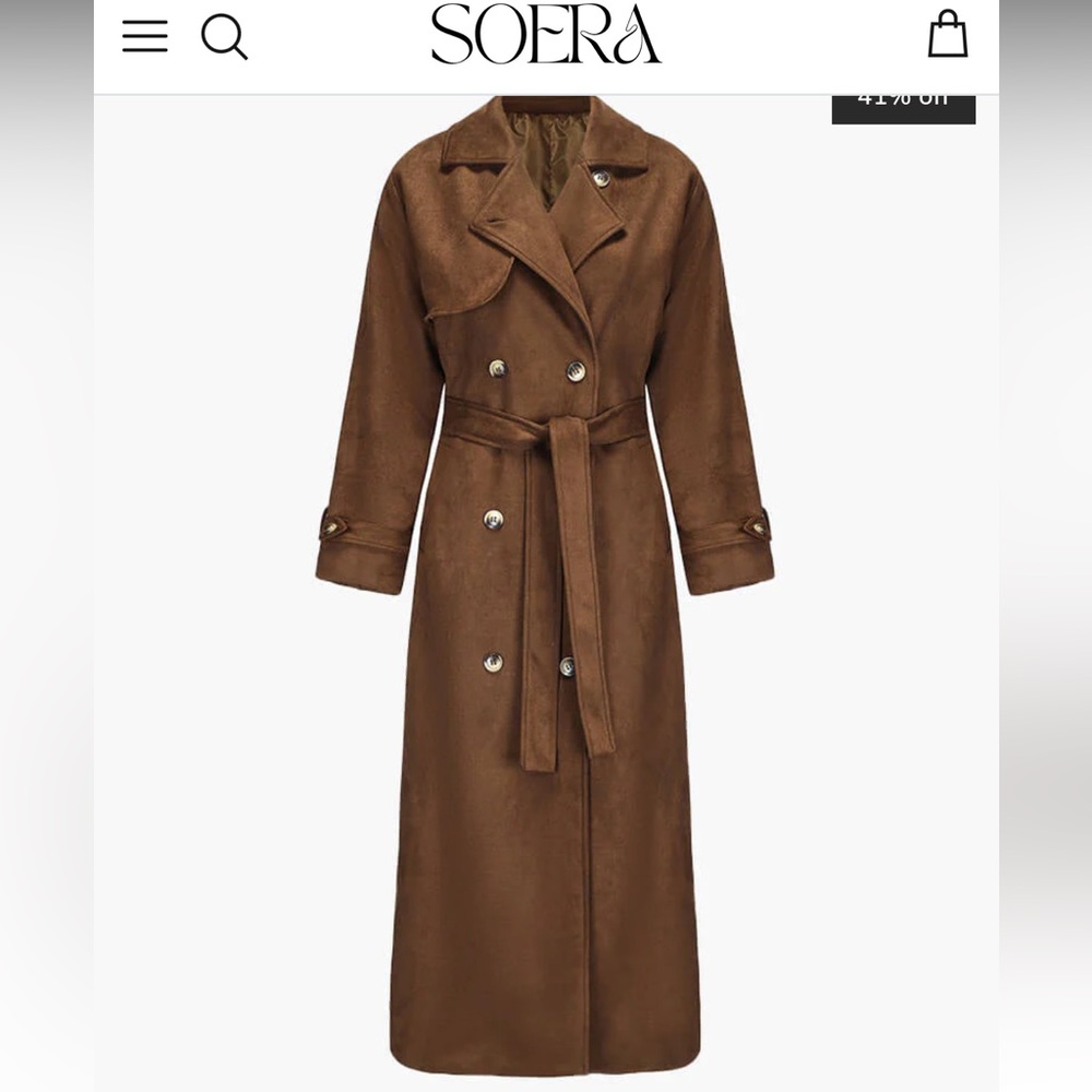 Faux suede black trench coat